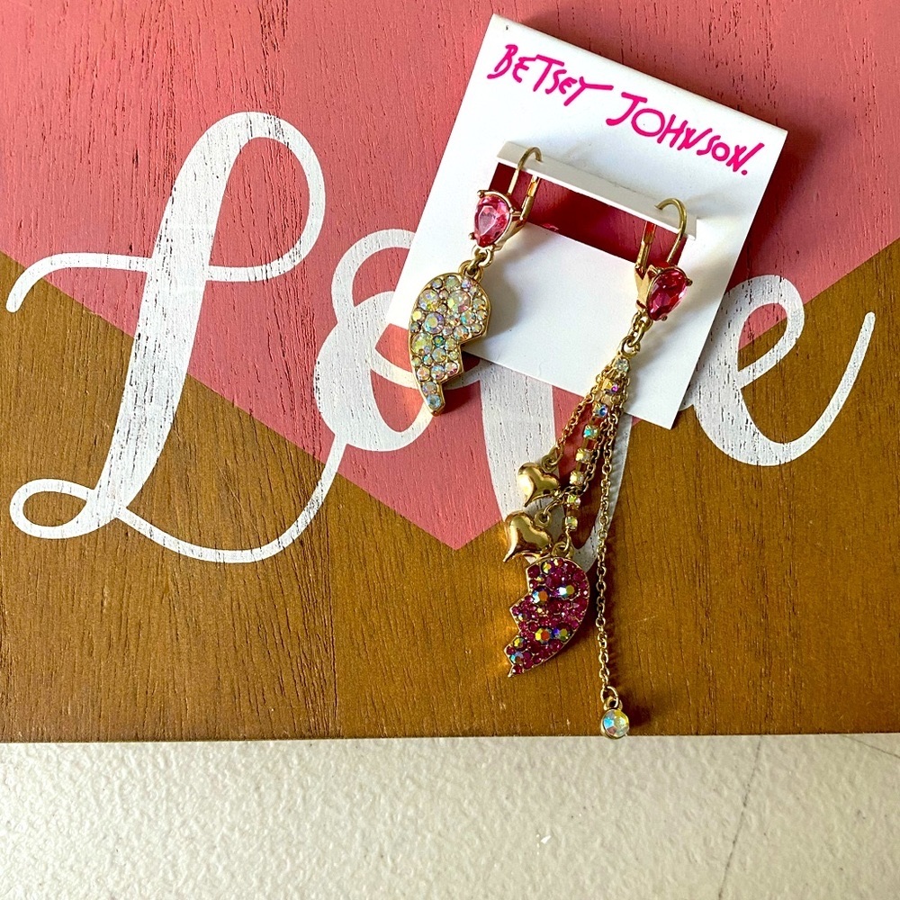 Betsey Johnson heart rhinestone earrings